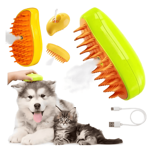 Cepillo con Vapor Recargable 3 en 1 Cuidado Profesional para Gatos y Perros